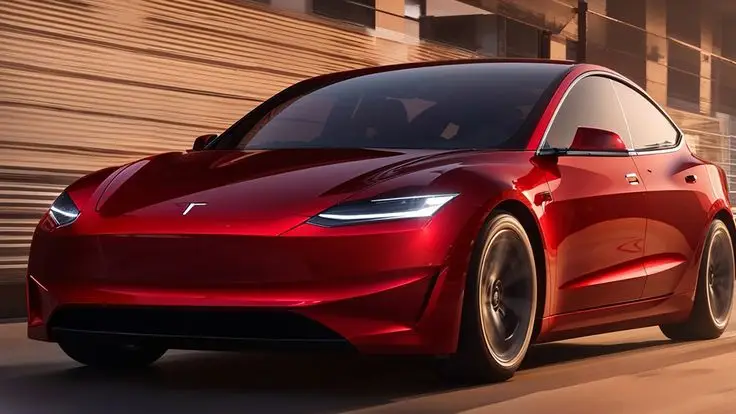 4e91513437ffdd51bcc81a18d3e56339 - Engine Stories Red luxury electric sports car speeding on a road, showcasing sleek aerodynamic design and modern technology features.