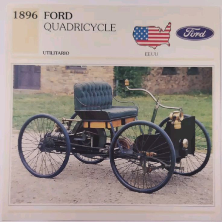 FORD QUADRICYCLE 1896_ - Engine Stories 1896 Ford Quadricycle, early motor vehicle, showcases vintage automotive design with four wheels and unique steering.