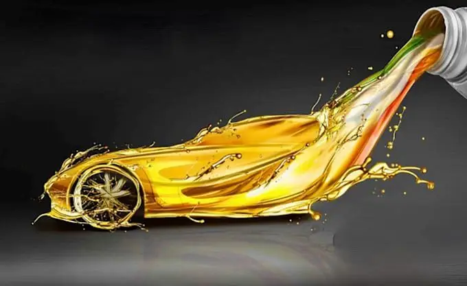 A creative car design made from flowing motor oil, symbolizing performance and protection in automotive engines.