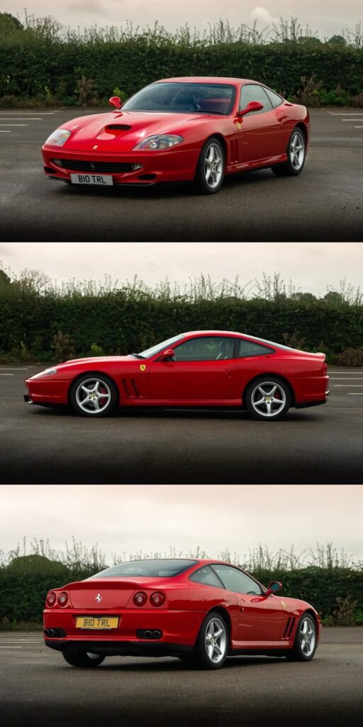 Red sports car parked in an outdoor setting, showcasing sleek design and style from various angles.