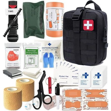 Small First aid Ifak kit kit de traumaEmergency Survival Bug Out Bag for Camping Gear Supplies Hiking A - Engine Stories First aid kit with medical supplies: bandages, gloves, scissors, tourniquet, alcohol pads, and more. Ideal for emergencies and travel.