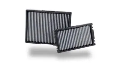 Two rectangular air filters with black frames, showcasing pleated design for efficient air filtration.