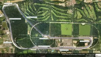 Monza Circuit map showing detailed race track layout for the 2011 Italian Grand Prix, including Variante Ascari and Curva Parabolica.