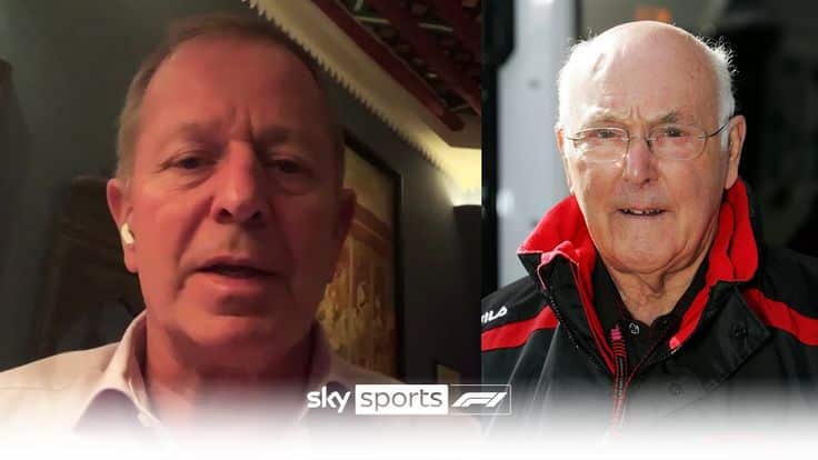 Two men featured in a Sky Sports F1 presentation, discussing motorsports insights and commentary.